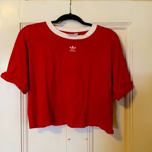 Cute red cropped adidas hoodie